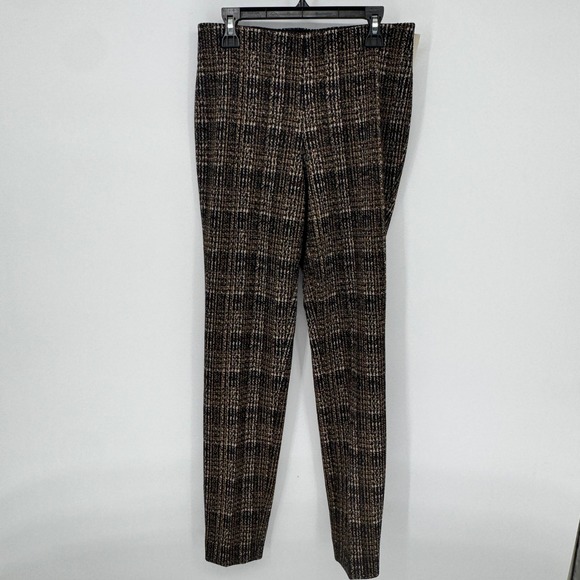 Anne Klein Pants - ANNE KLEIN Womens XXS Plaid Pants Black Gold Straight Leg Stretch Slim Fit New
